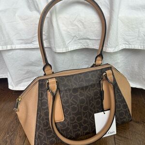 Calvin Klein Signature Brown and Tan Satchel
